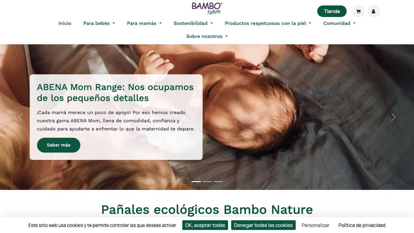Captura de pantalla de la home de Bambo Nature