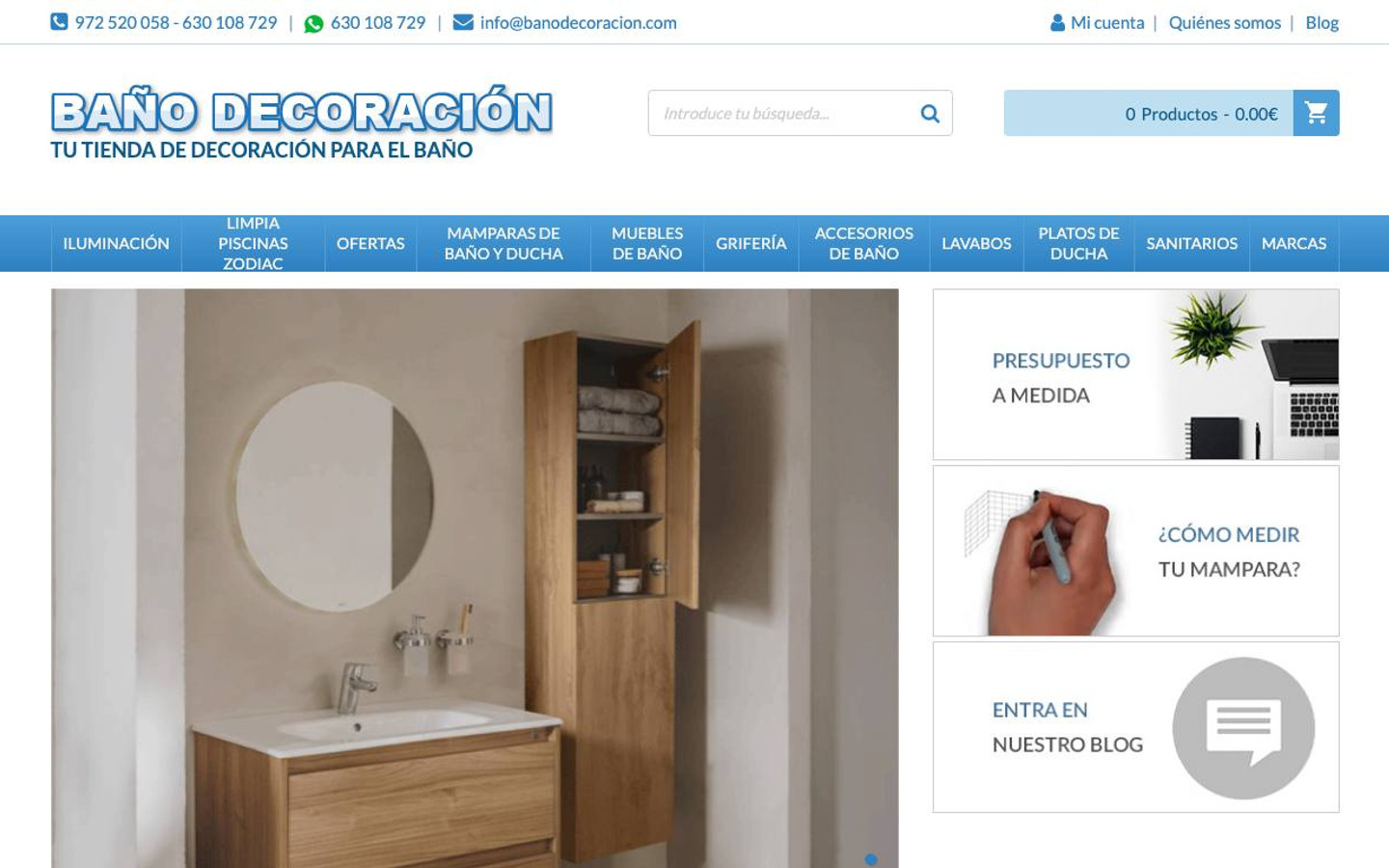 Captura limpia de la home oficial de Baño Decoración