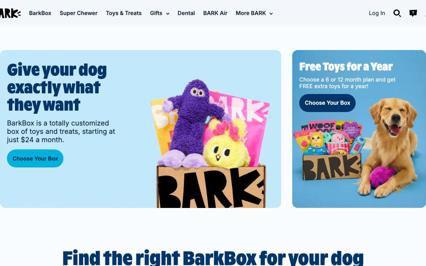 Captura limpia de la home oficial de BarkBox