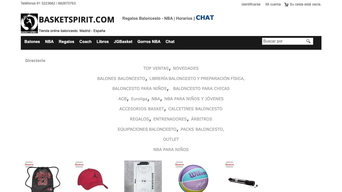 Página de inicio de Basket Spirit