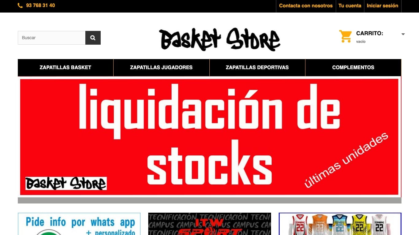 Página de inicio de BasketStore