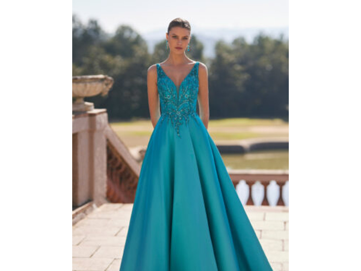 Vestido Marfil Barcelona 9J2K7 azul tiff