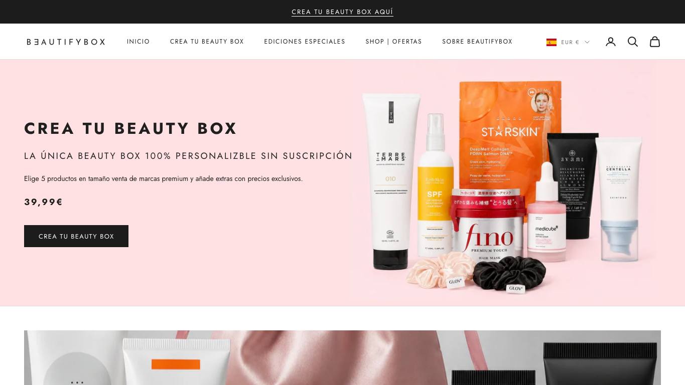 Captura limpia de la home oficial de BeautifyBox