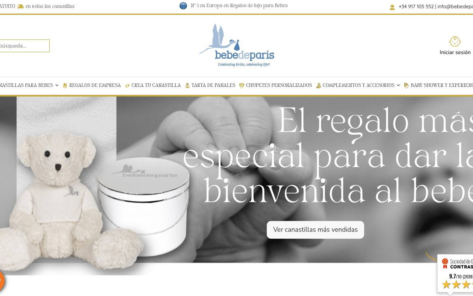 Captura de pantalla de la home de Bebé de París