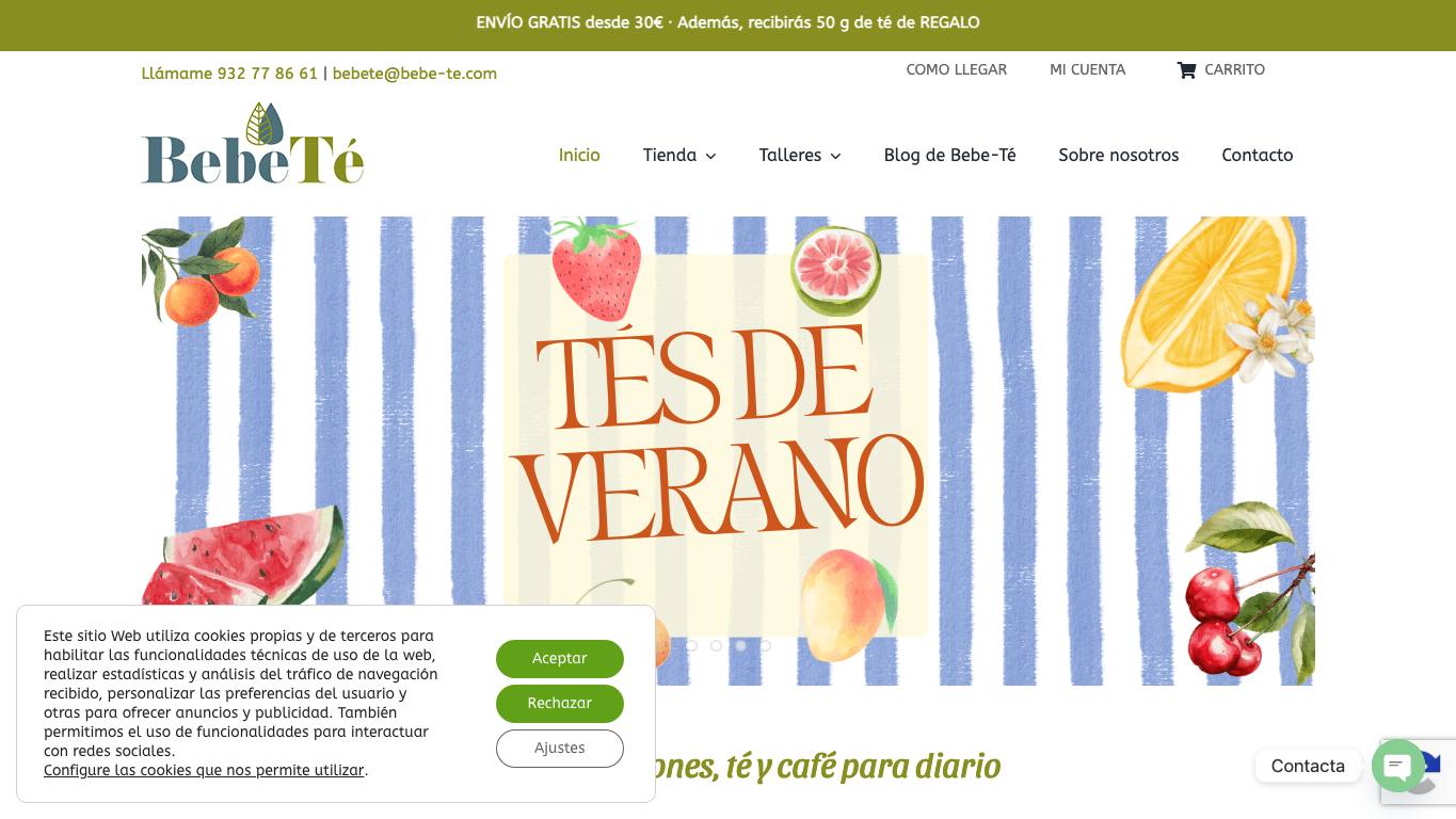 Captura limpia de la home de Bebe-Té