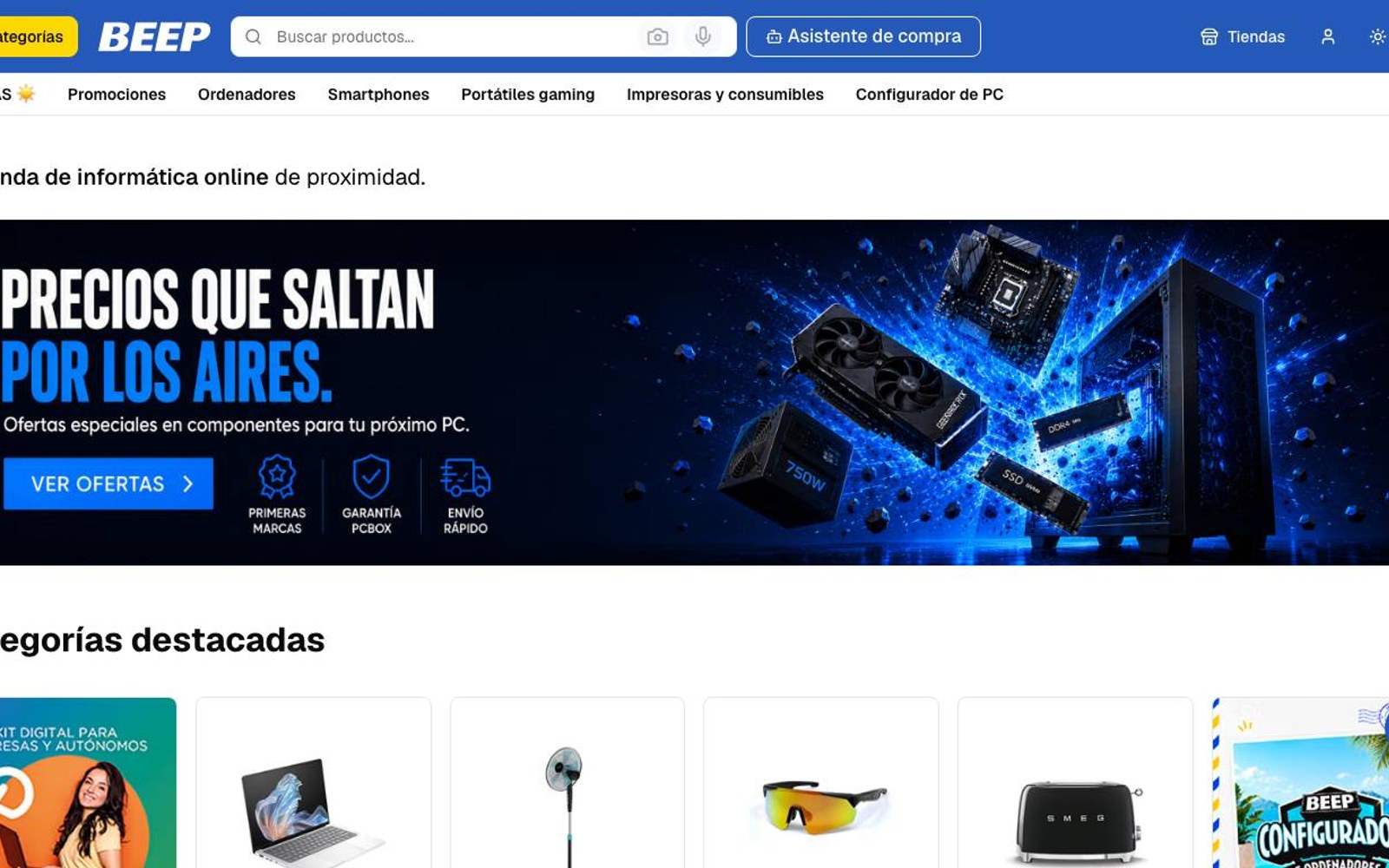 Captura limpia de la home oficial de Beep