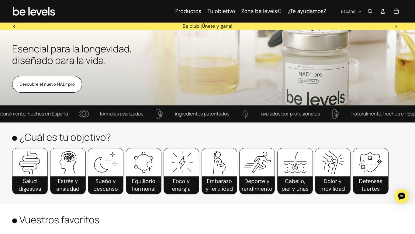 Captura limpia de la home oficial de BeLevels