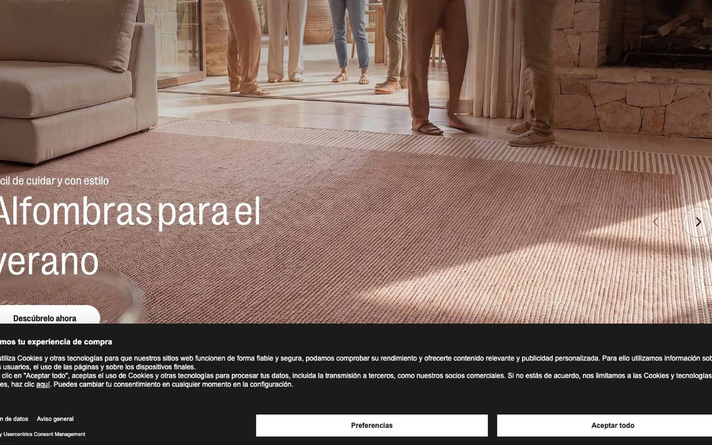 Captura de pantalla de la home de benuta
