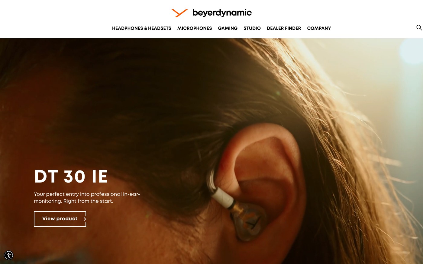 Captura de pantalla de la home de beyerdynamic