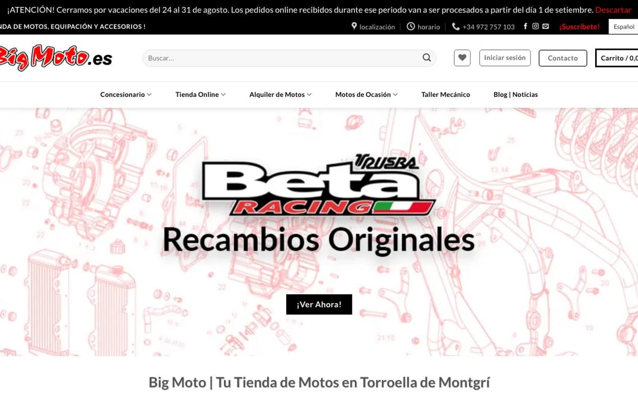 Captura limpia de la home oficial de BigMoto