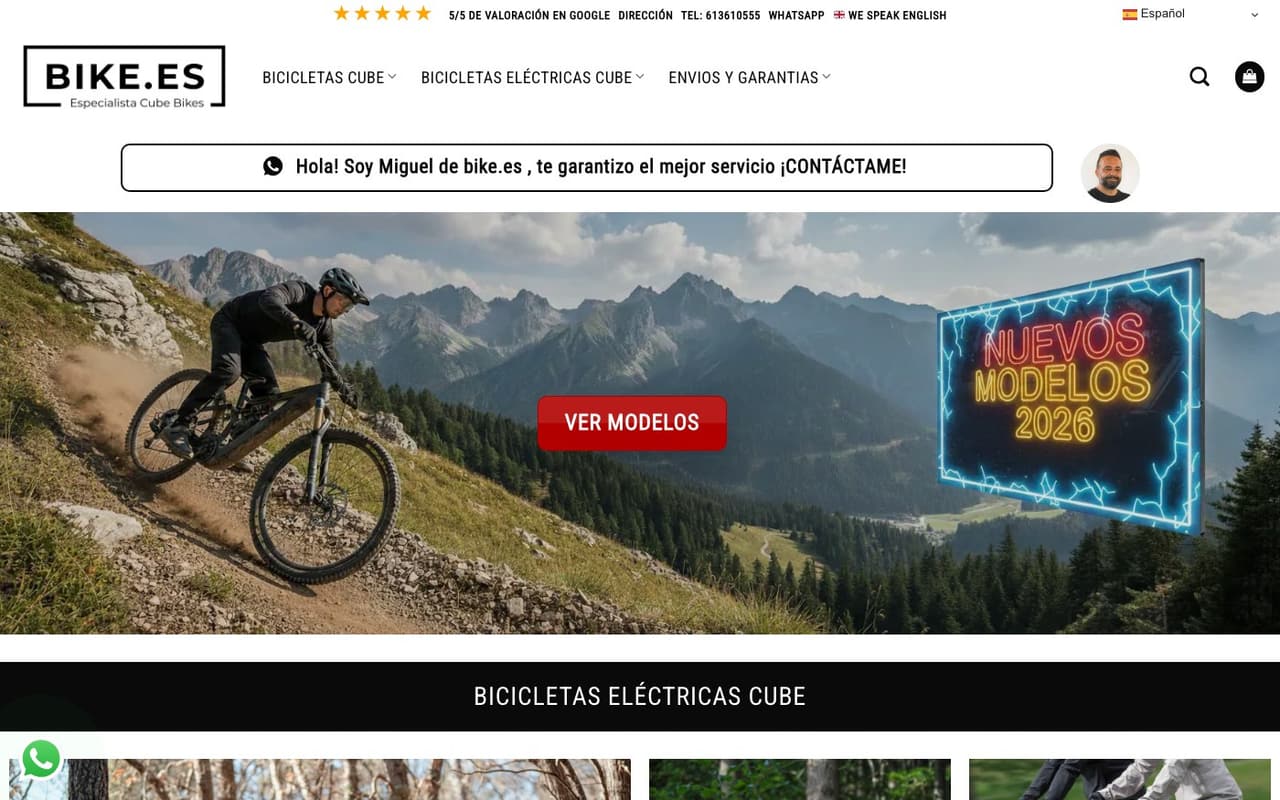 Captura de pantalla de la home de BIKE.ES