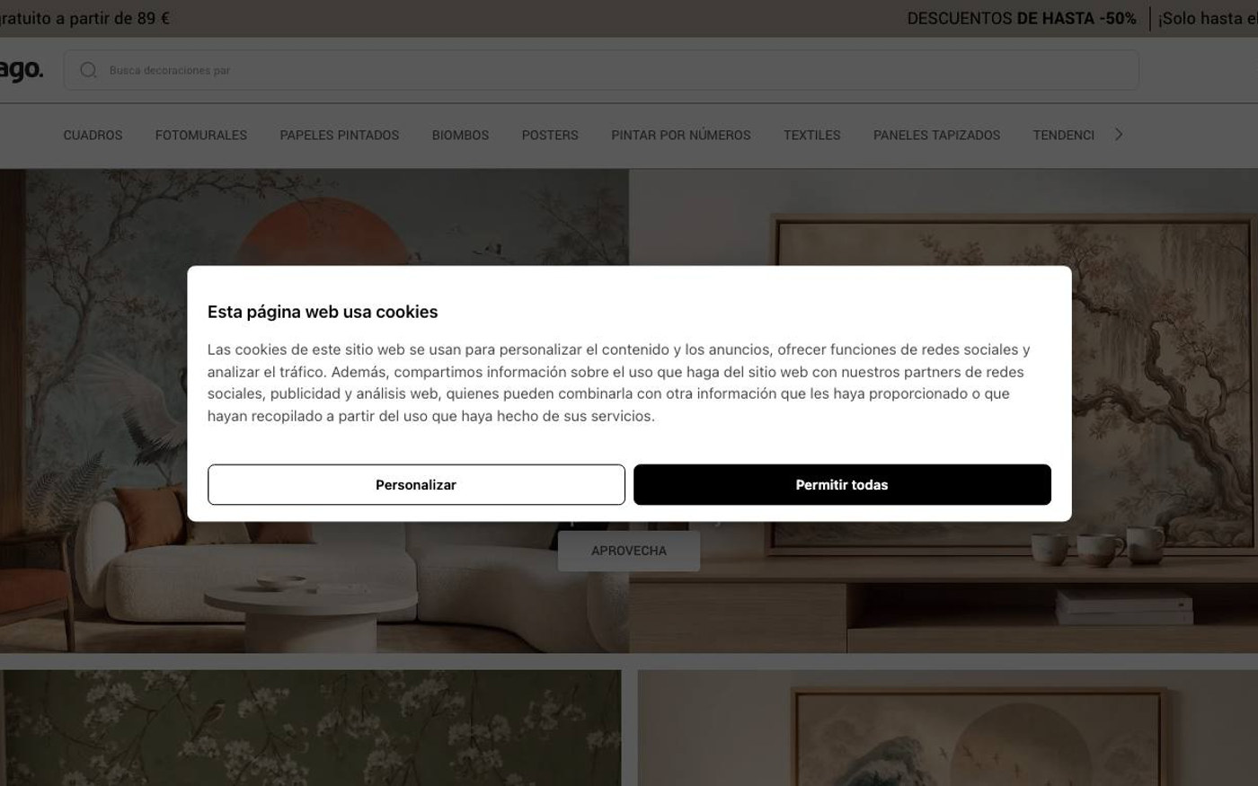 Captura de pantalla de la home de Bimago