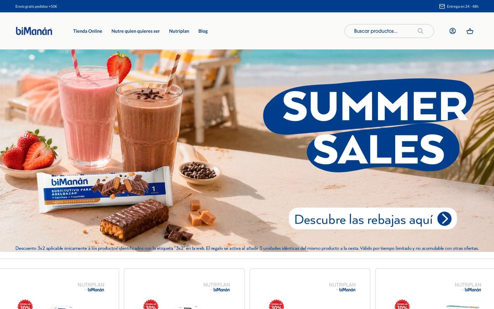 Vista superior limpia de la web oficial de BiManán