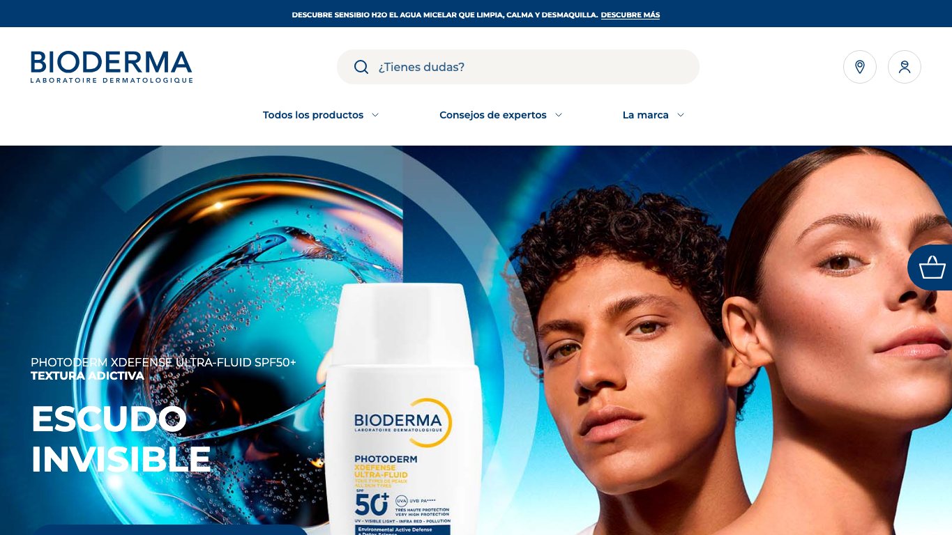 Captura real de la home de Bioderma