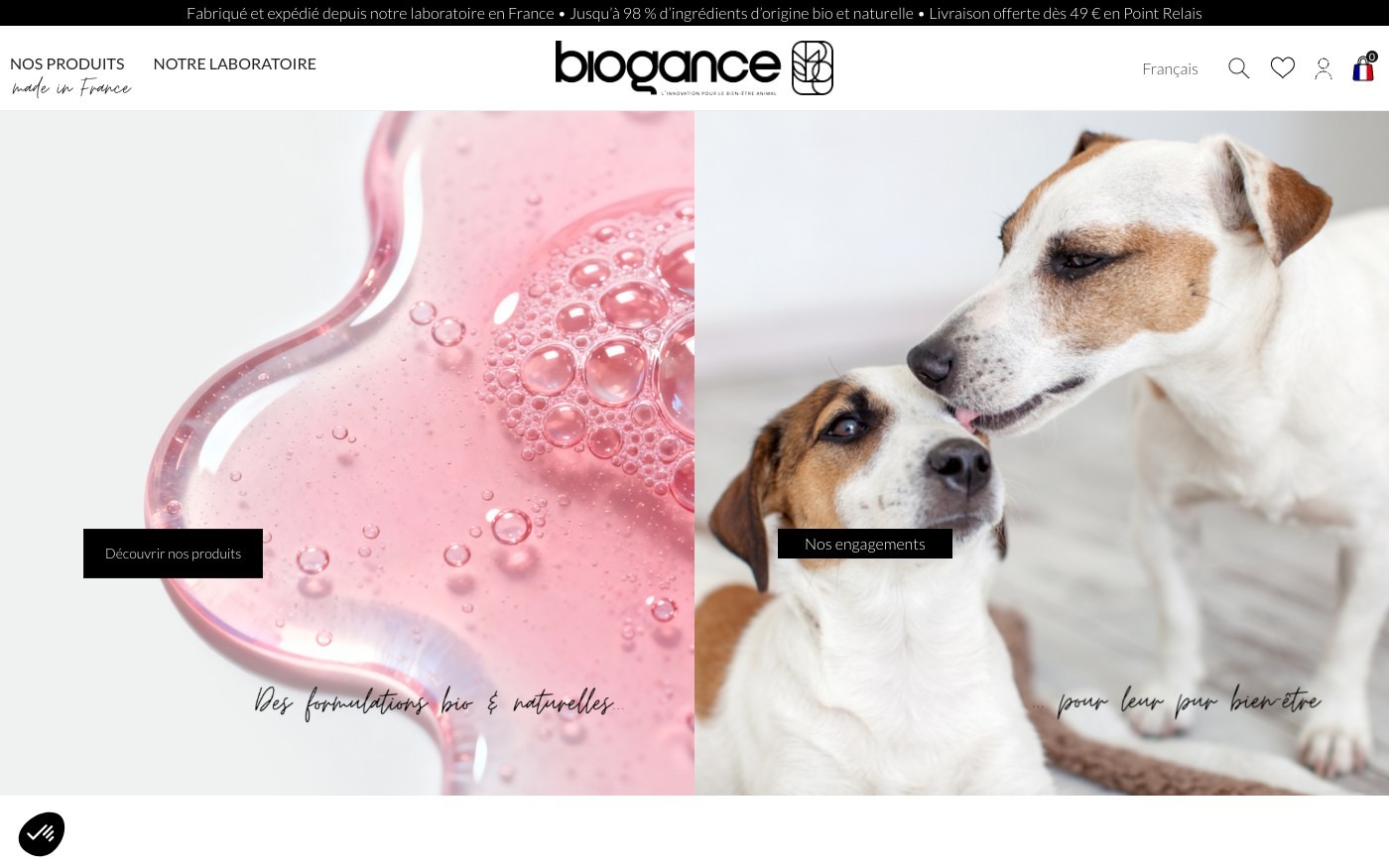 Captura de pantalla de la home de Biogance