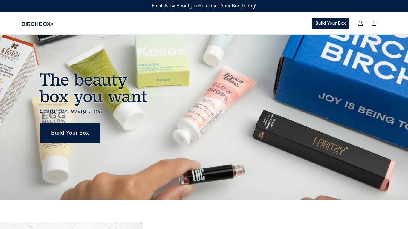 Captura limpia de la home oficial de Birchbox