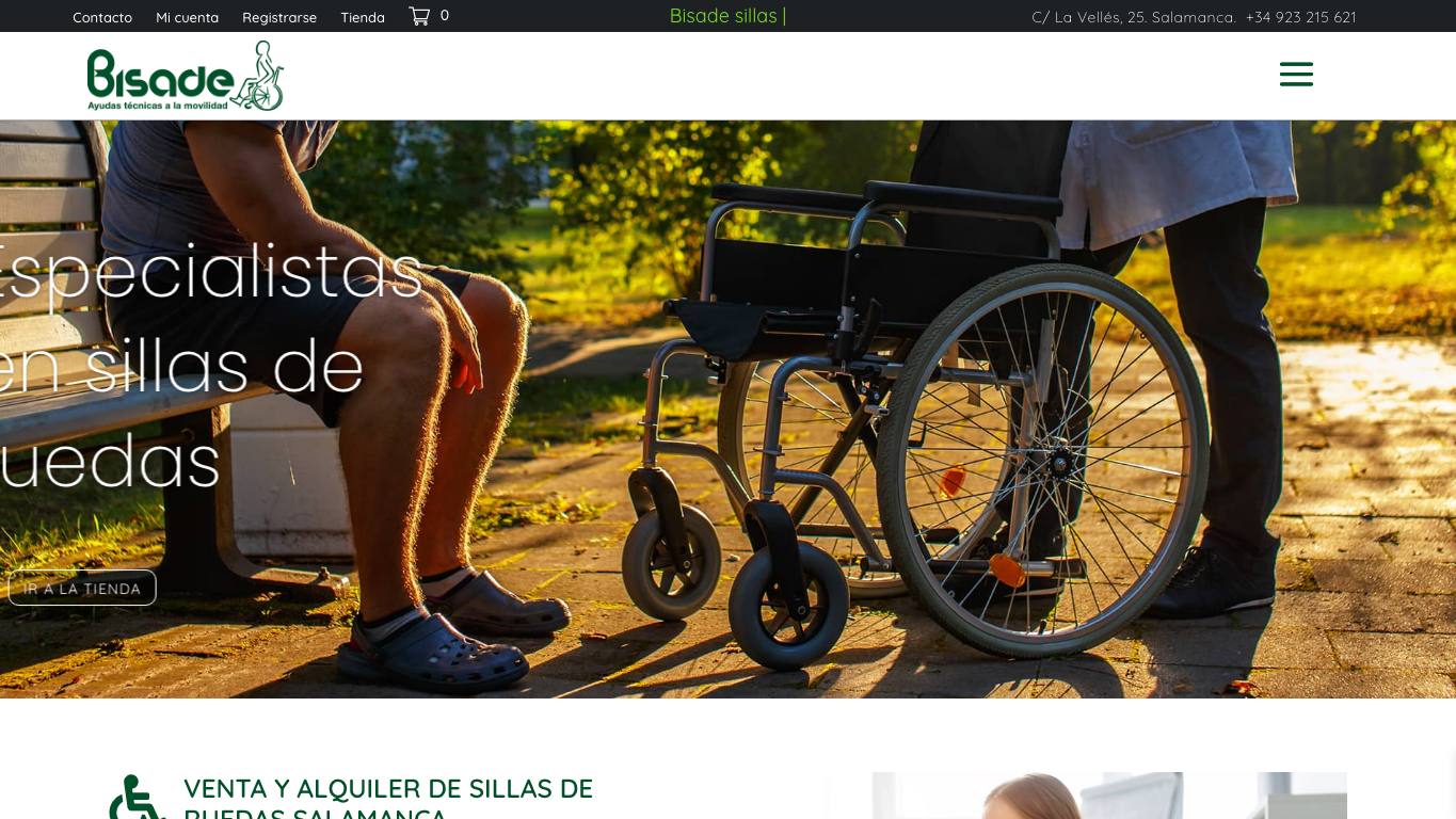 Captura de pantalla de la home de Bisade Ayudas Tecnicas