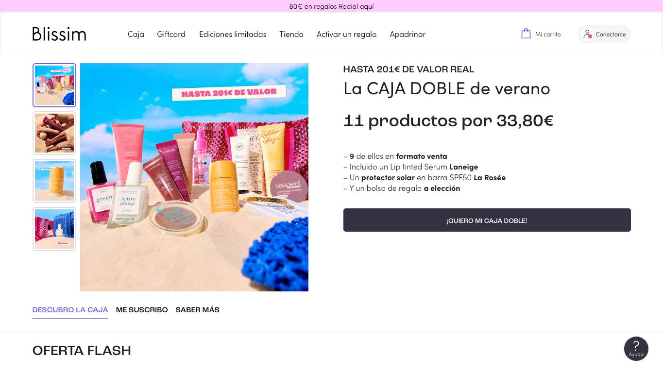 Captura limpia de la home oficial de Blissim