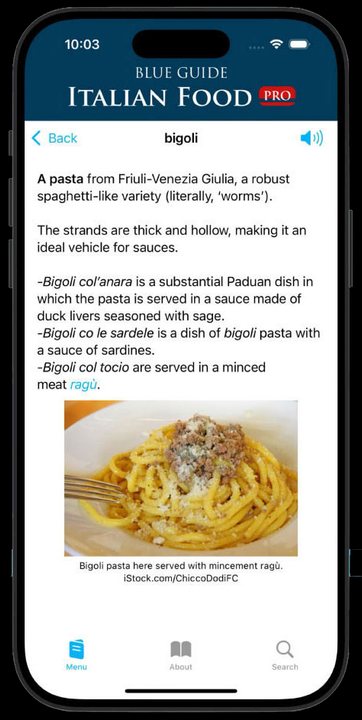 Italian Food app for iPhone / iPad