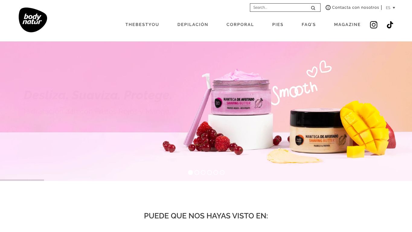 Captura real de la home de Body Natur