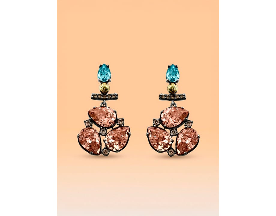 Pendientes largos Samba Morganita y Aguamarina