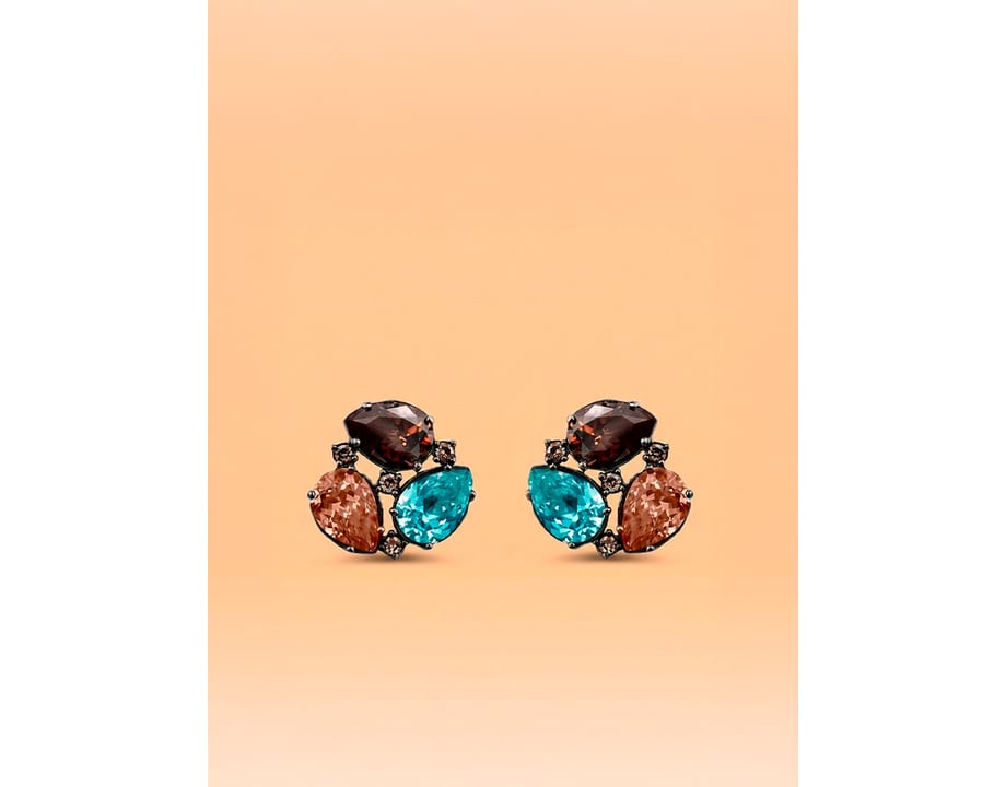 Pendientes Samba Aguamarina Chocolate y Morganita