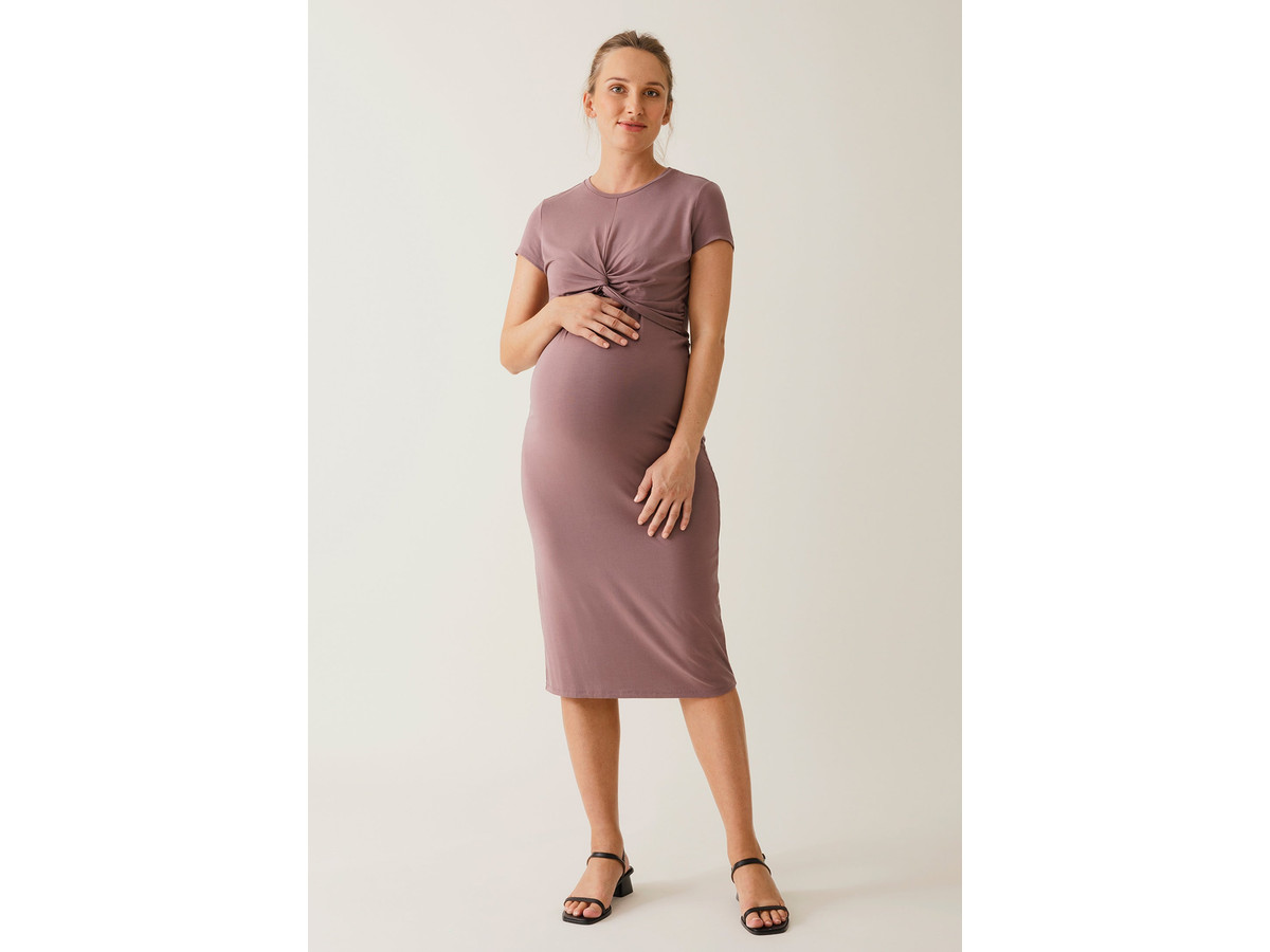 Maternity party dress with nursing access - Dark Mauve