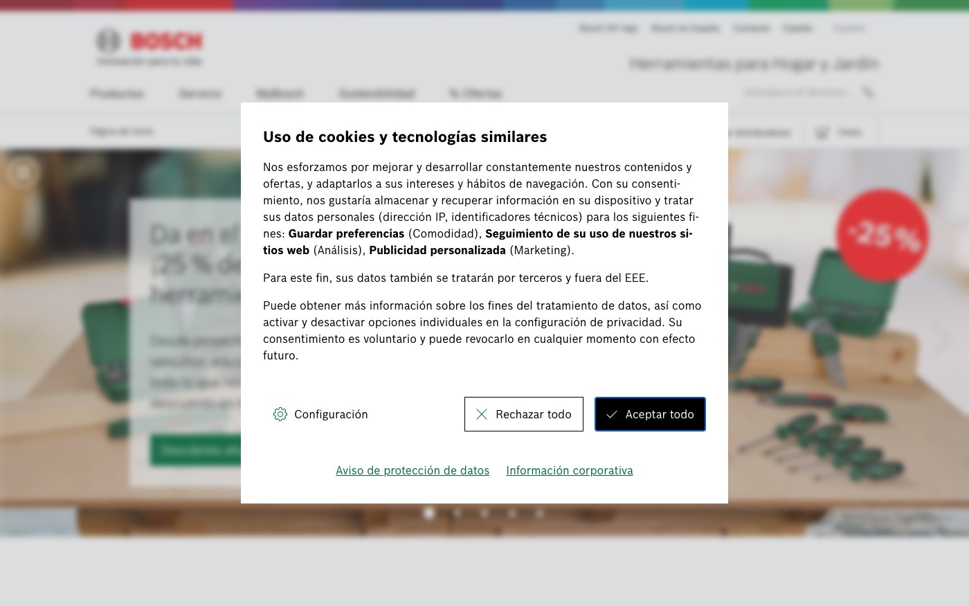 Captura limpia de la home oficial de Bosch DIY