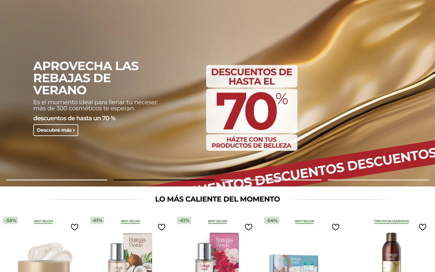 Captura real de la home de Bottega Verde
