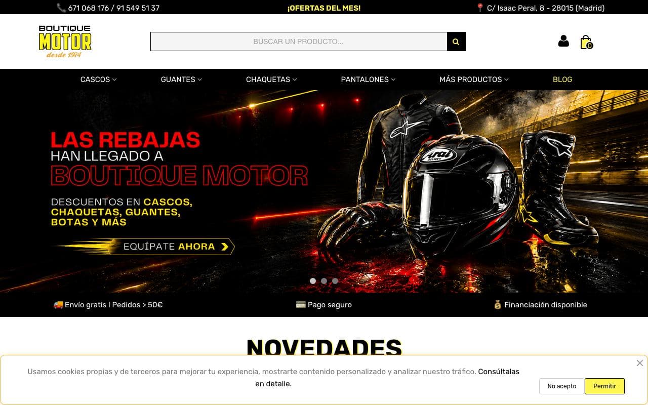 Captura limpia de la home oficial de Boutique Motor