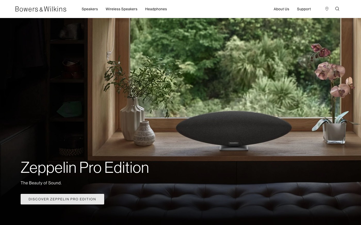 Captura de pantalla de la home de Bowers & Wilkins