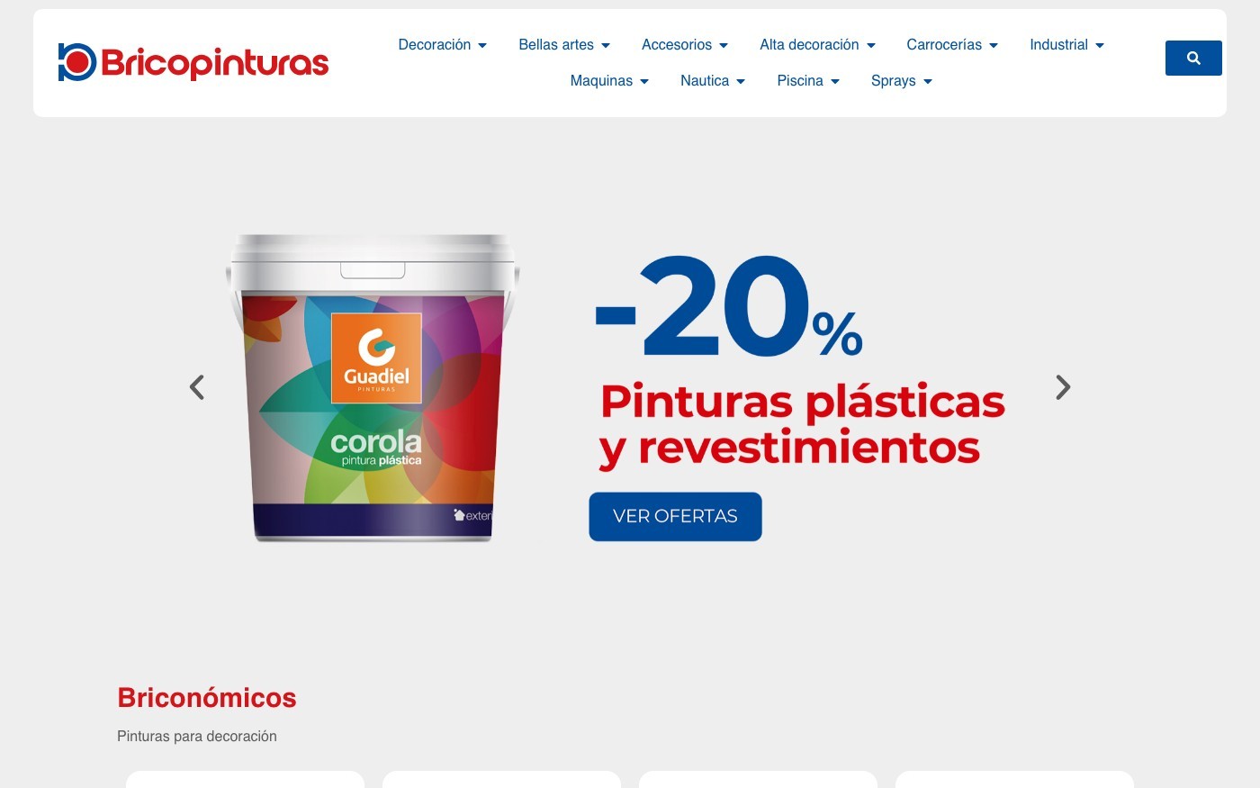 Captura limpia de la home oficial de Bricopinturas