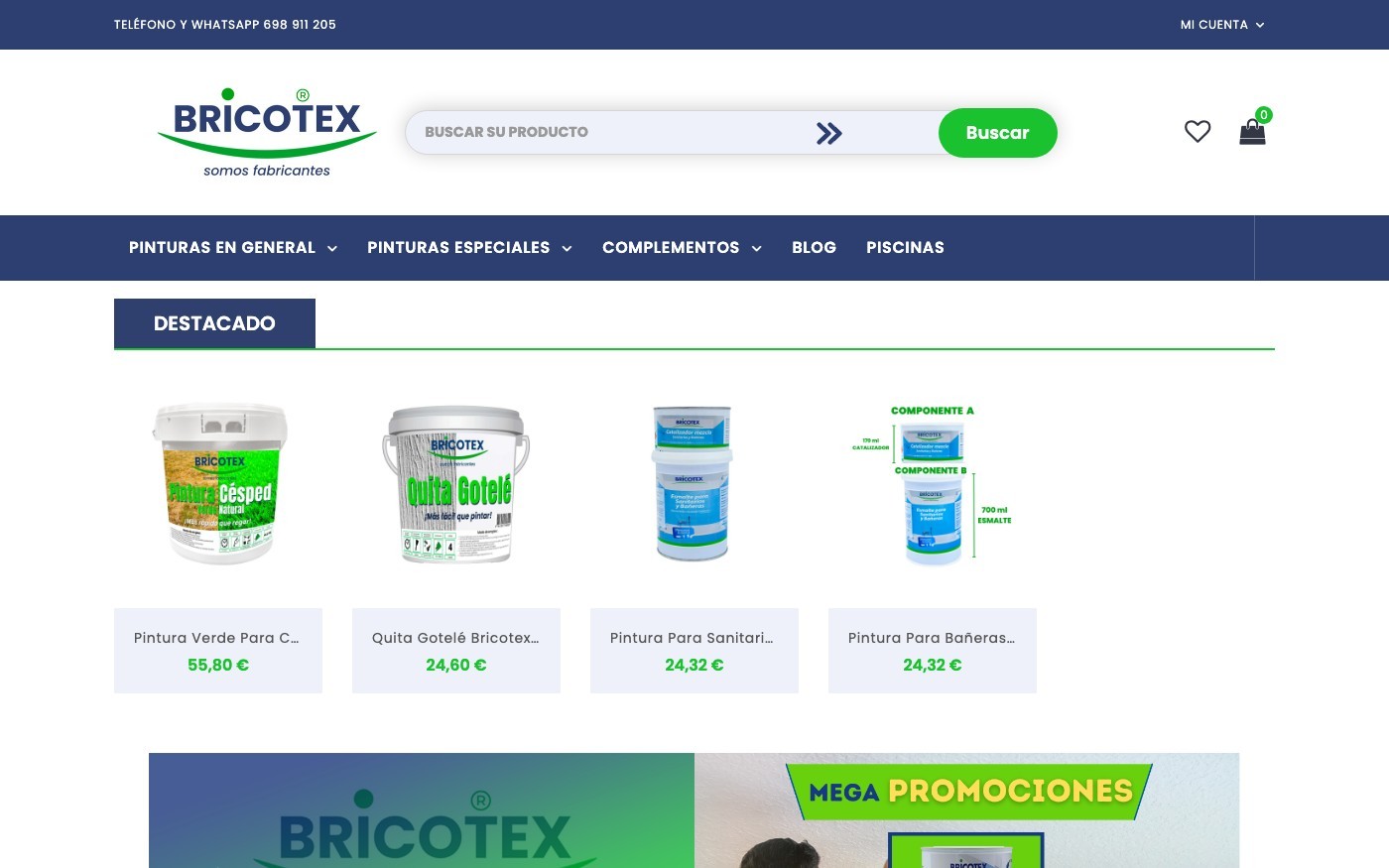 Captura limpia de la home oficial de Bricotex