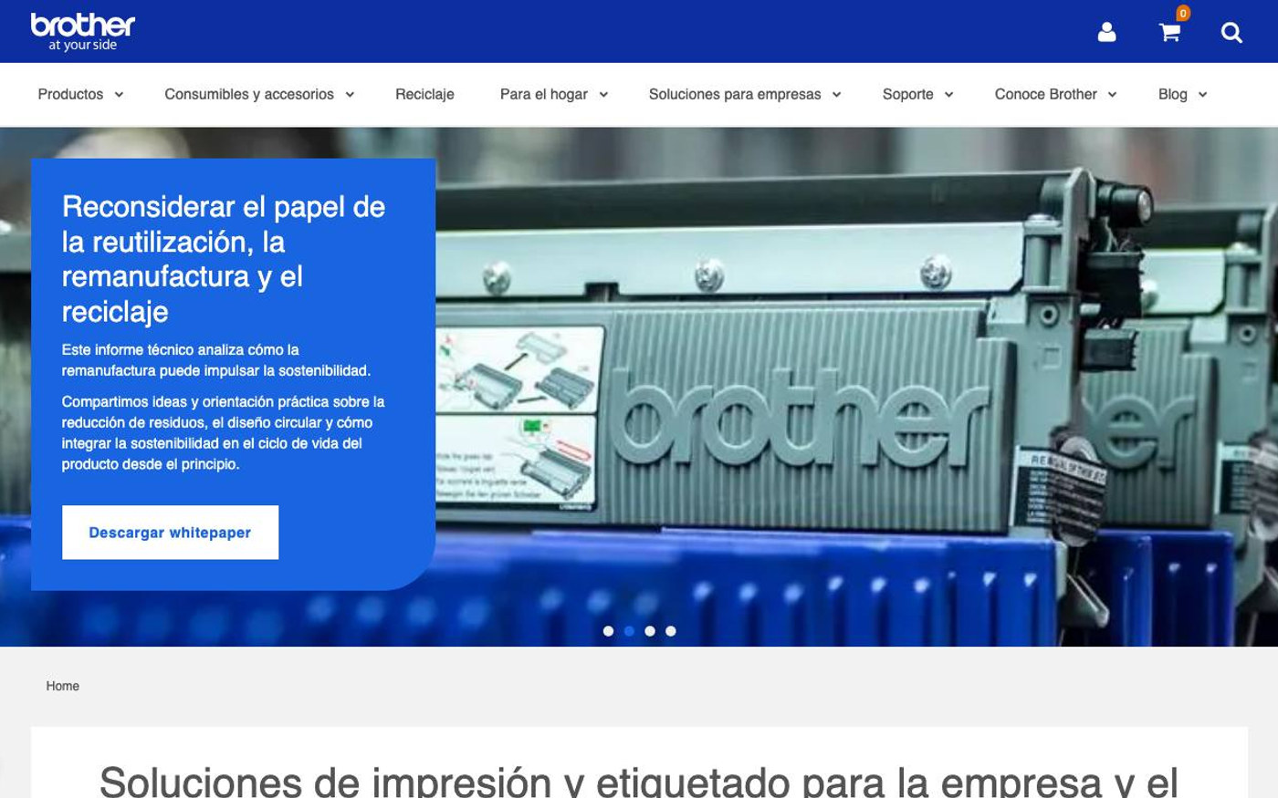 Captura limpia de la home oficial de Brother
