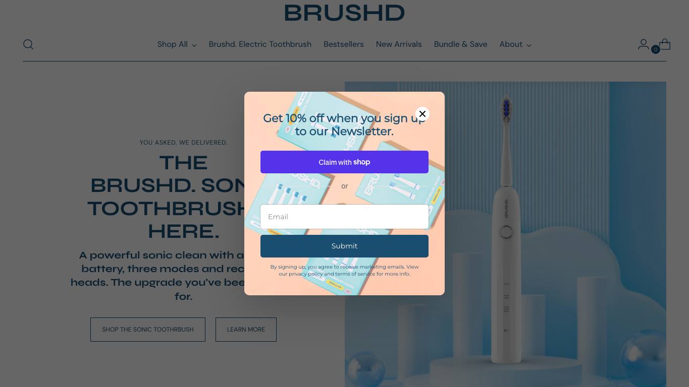 Captura de pantalla de la home de Brushd