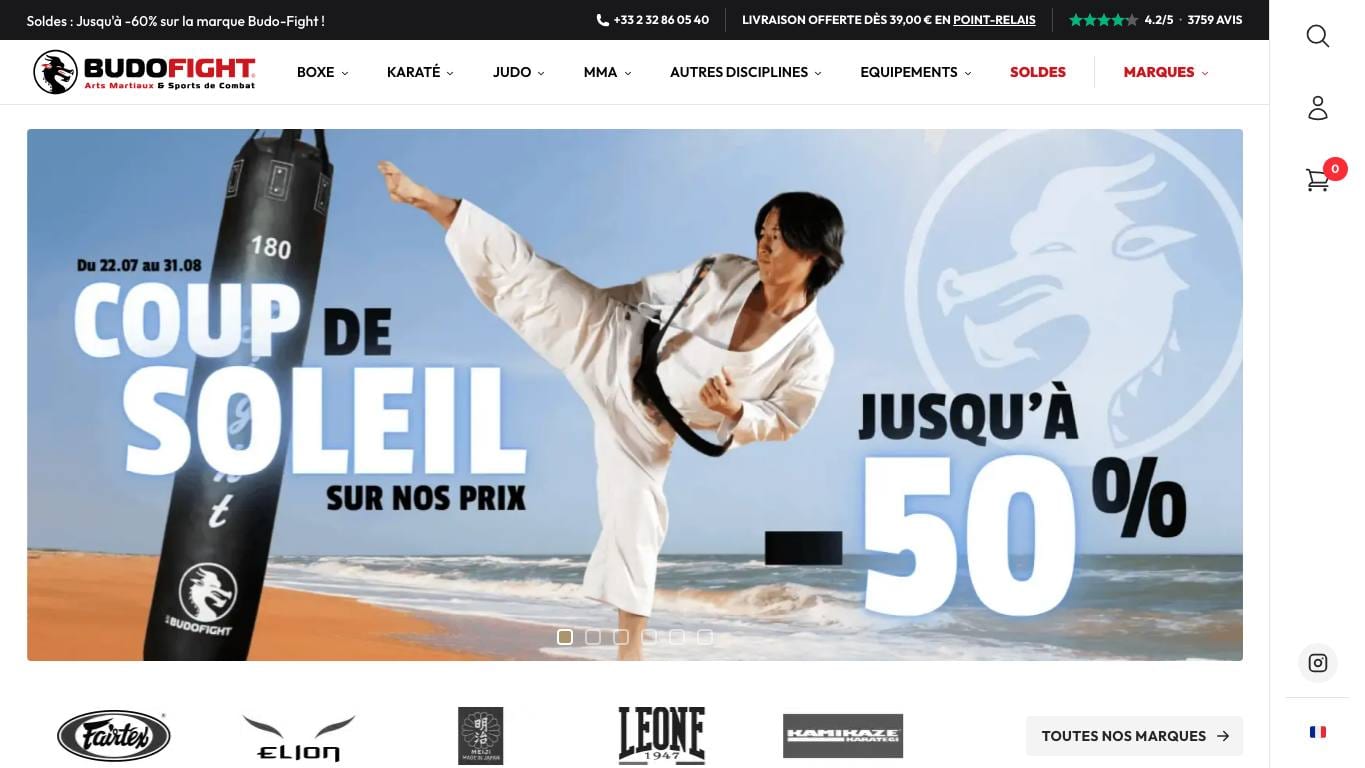 Captura de pantalla de la home de Budo-Fight