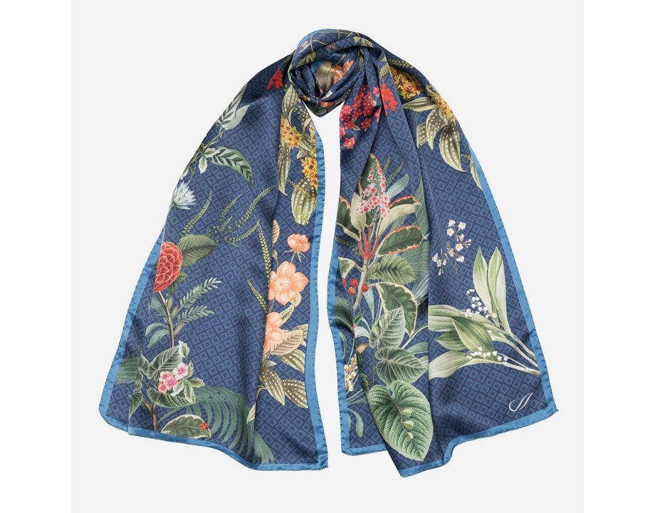 Sara long silk scarf blue