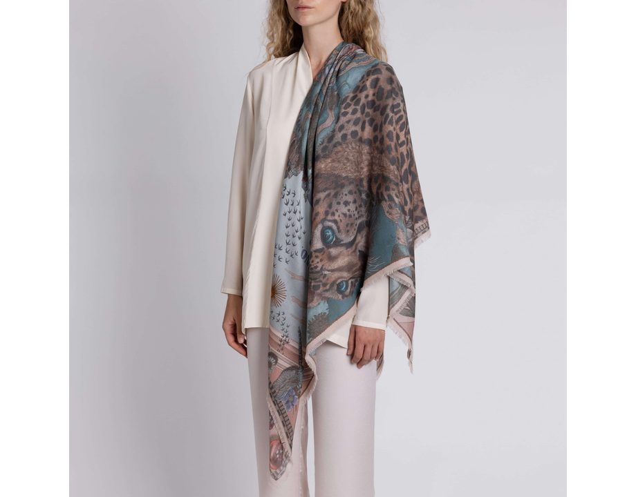 The Medici Cheetah Wool Silk Shawl 135