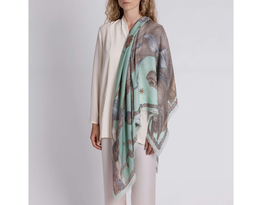 The Celestial Steed Wool Silk Shawl 135