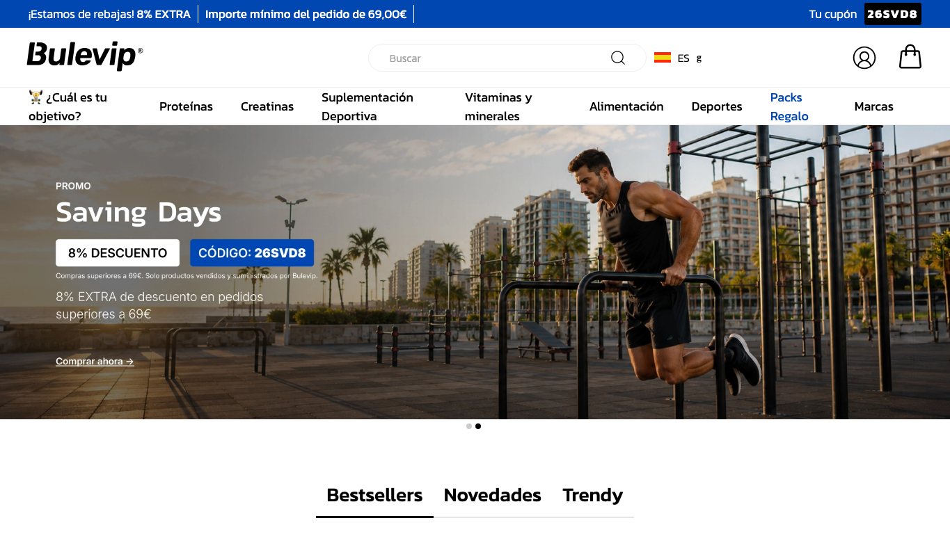 Página principal de Bulevip