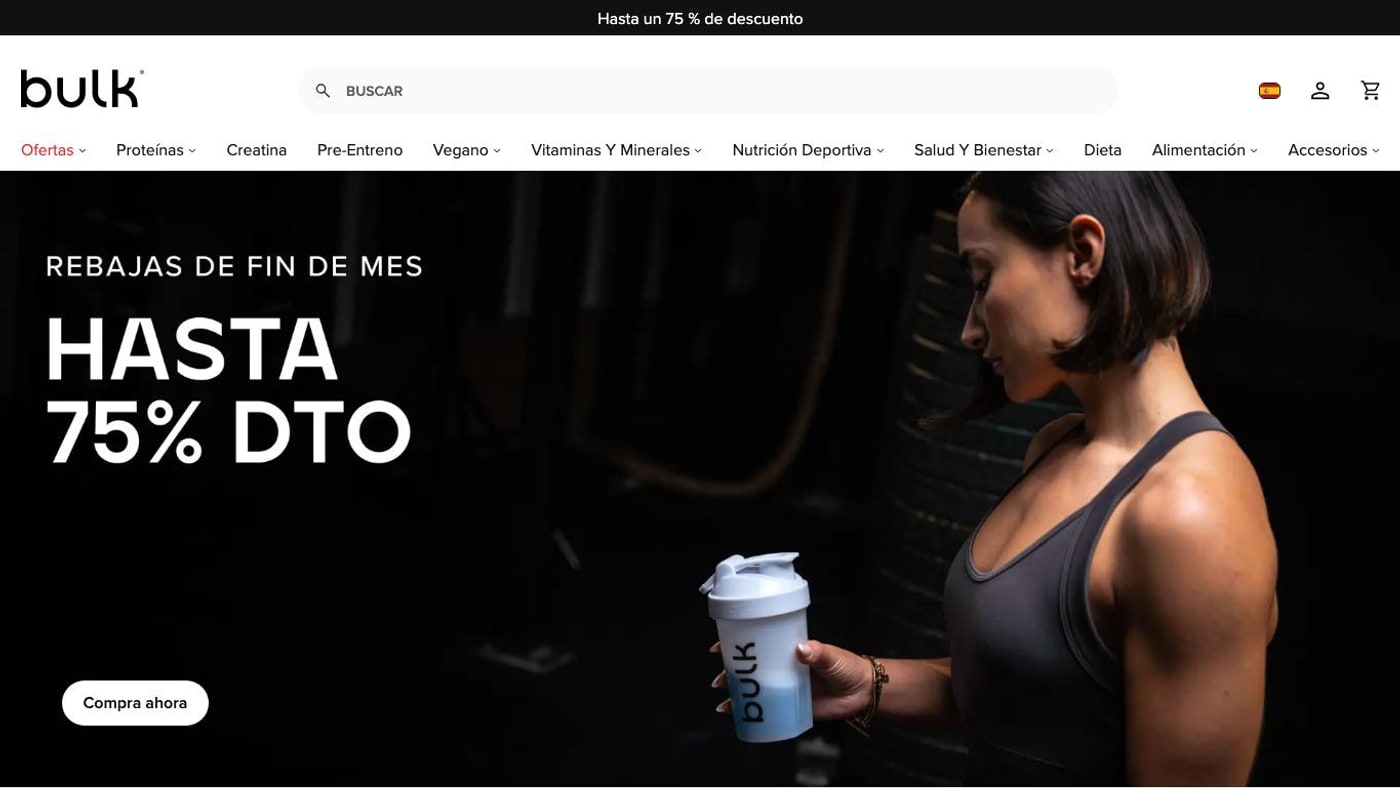 Captura limpia de la home de Bulk