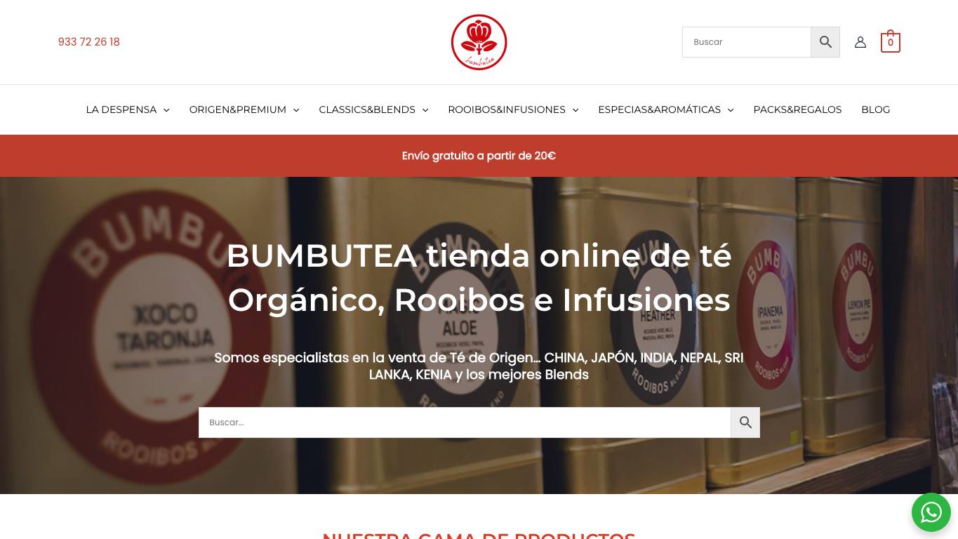 Captura limpia de la home de Bumbutéa