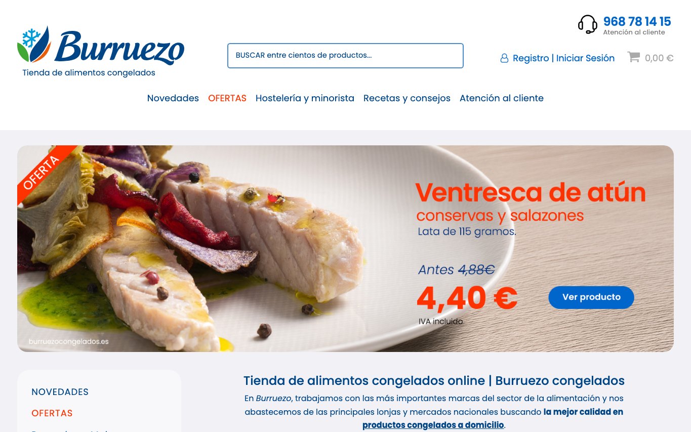 Captura de pantalla de la home de Burruezo