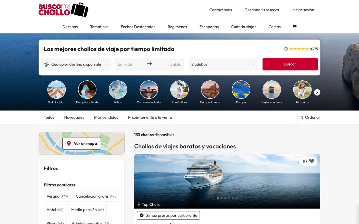 Captura limpia de la home oficial de BuscoUnChollo