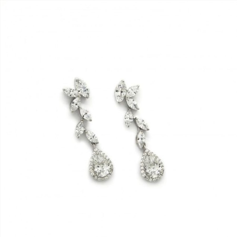 Pendientes largos novia plata