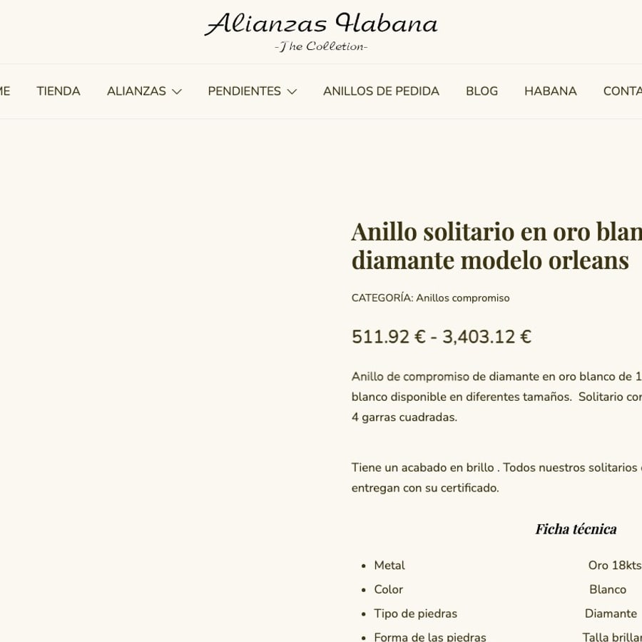 Anillo solitario Orleans