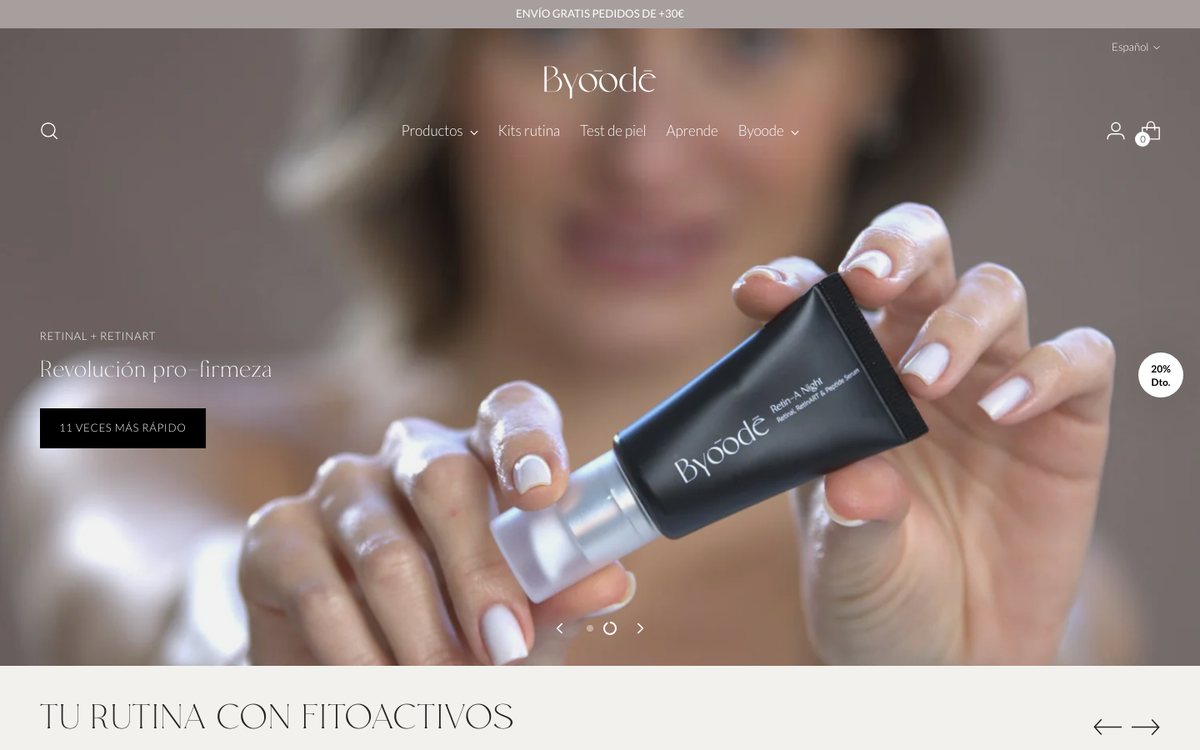 Captura limpia de la parte superior de la home oficial de Byoode