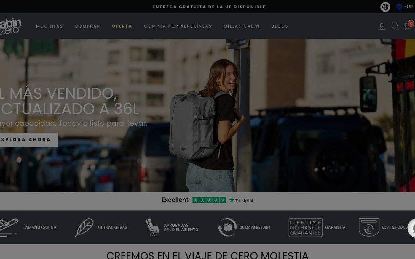 Captura limpia de la home de CabinZero