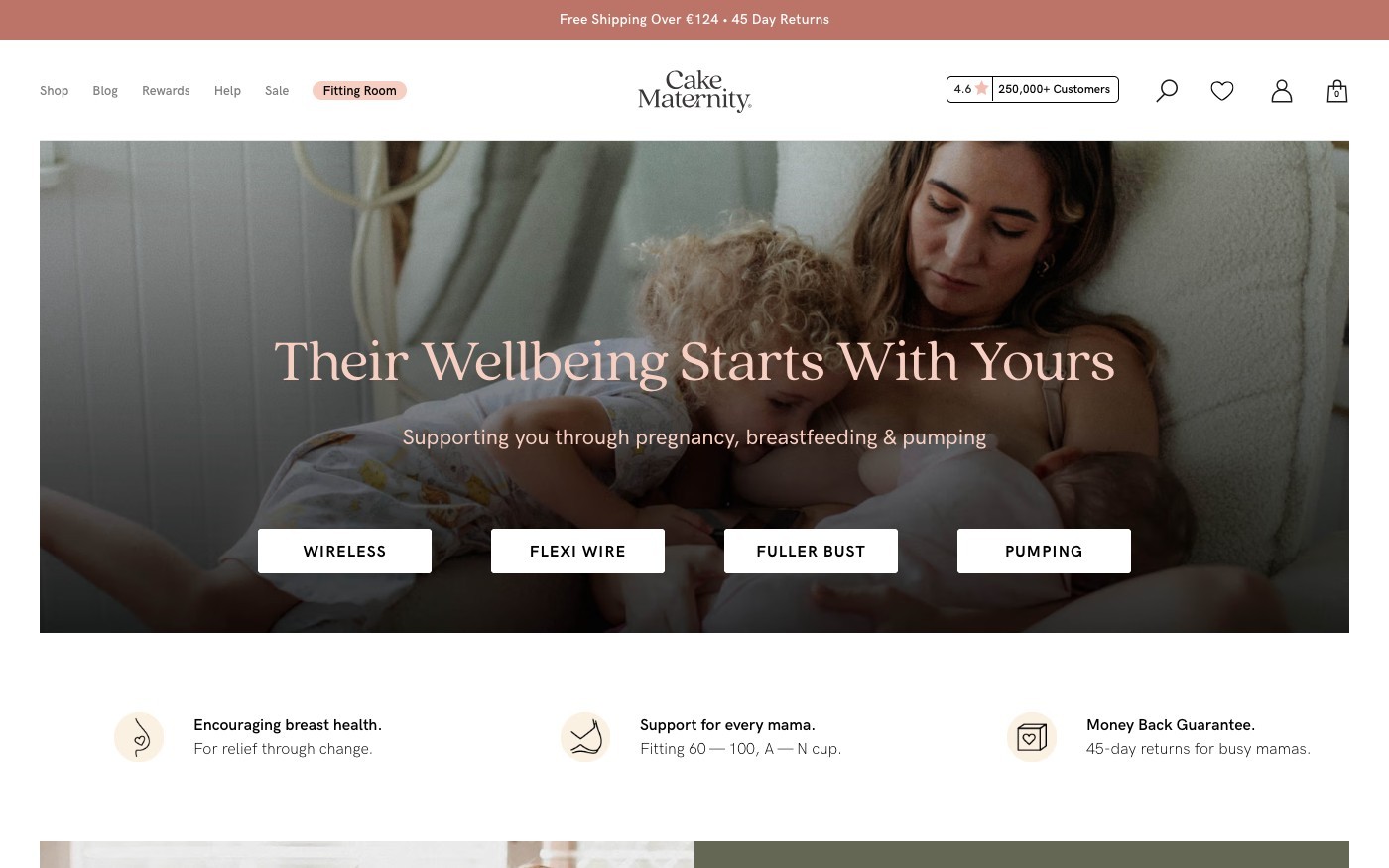 Captura limpia de la home oficial de Cake Maternity
