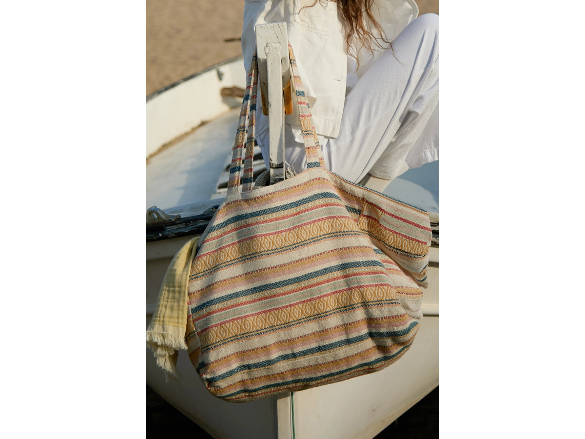 Bolso de algodón jacquard mostaza Vedra